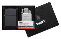 Подарочный набор зажигалка Zippo 218 Black Matte и газовый вставной блок с двойным пламенем 218-090204