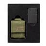 Подарочный набор зажигалка Zippo Black Crackle® и зелёный нейлоновый чехол 49400